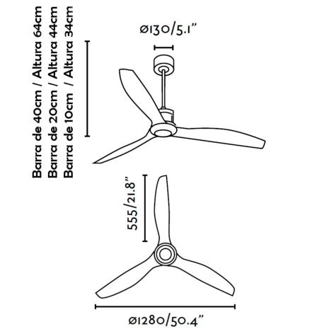 medidas ventilador justfan faro 32100