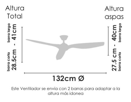 medidas ventilador Delfos Fabrilamp