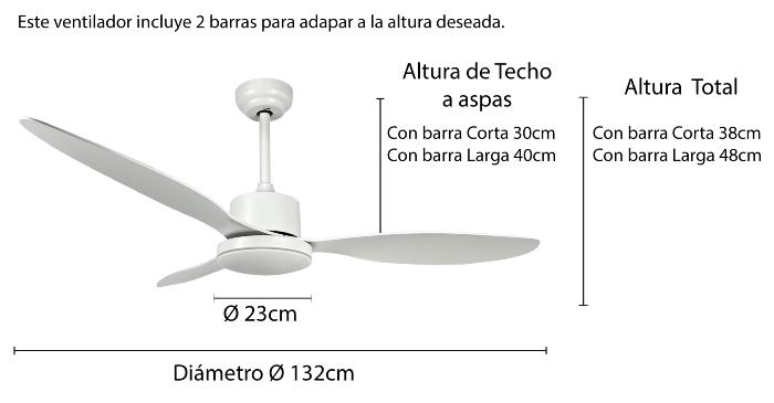 Ventilador tuca Sunaca Medidas