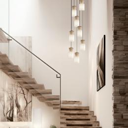 Colgante 8 L AOSTA beige/madera 8 x 60w e-27 - ALEMAR