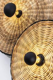 Aplique/plafón COSTAS negra/ratán Ø60cm Faro