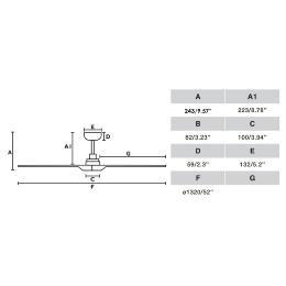 Ventilador HEYWOOD Blanco FARO - Motor DC - sin luz Ø132cm.