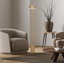 Pie salon FRESNO madera clara led 12w 1000lm 4000k - ALEMAR