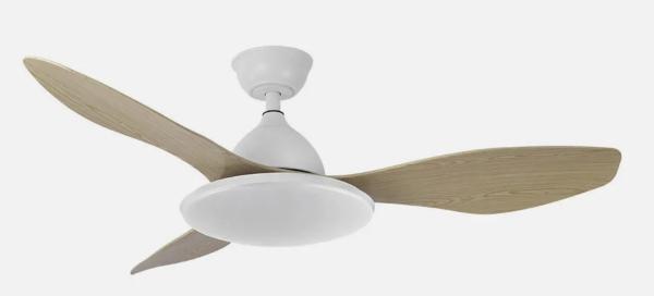 Ventilador YAEL Blanco Madera - Fabrilamp  Motor DC, luz LED Ø122cm