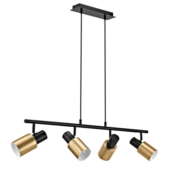 Lampara 4L MAENA negro-latón 4 x 60w e-27 - ALEMAR
