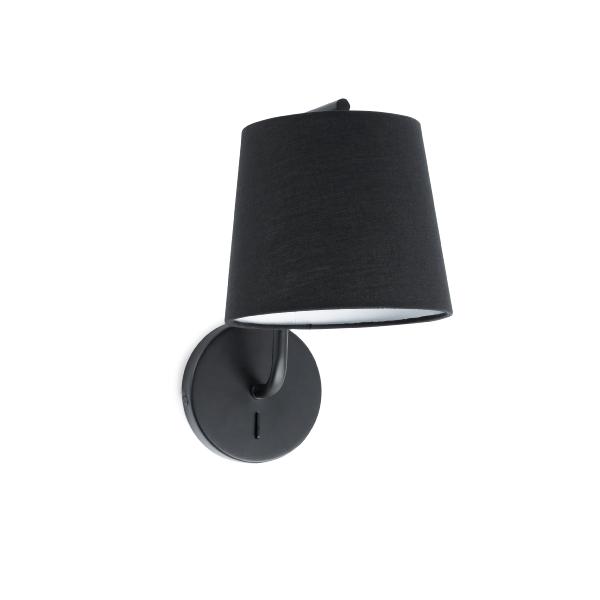 Aplique Berni Faro negro - Pantalla negra textil