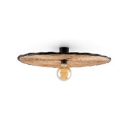 Aplique/plafón COSTAS negra/ratán Ø60cm Faro