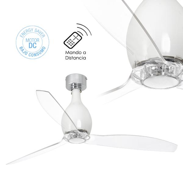 Ventilador Mini Eterfan FARO - blanco brillo motor DC. 128cm. Ø