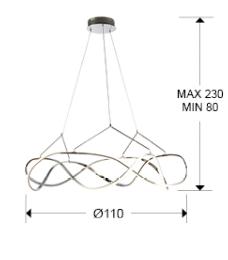 Lampara colgante MOLLY 1 Aro 110Ø Cromo - Schuller. Luz Led