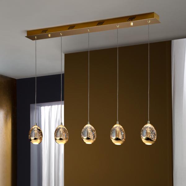 Lámpara Rocio Schuller - 5 colgantes acabado oro  LED