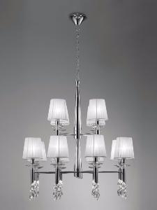 Lampara 12 luces Tiffany Cromo.  MANTRA