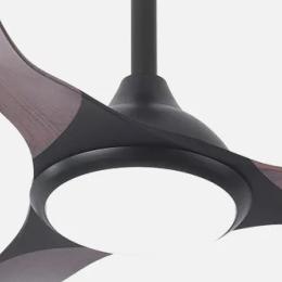 Ventilador Caiman Negro Roble Fabrilamp - Motor DC. 89cm Ø. Luz LED