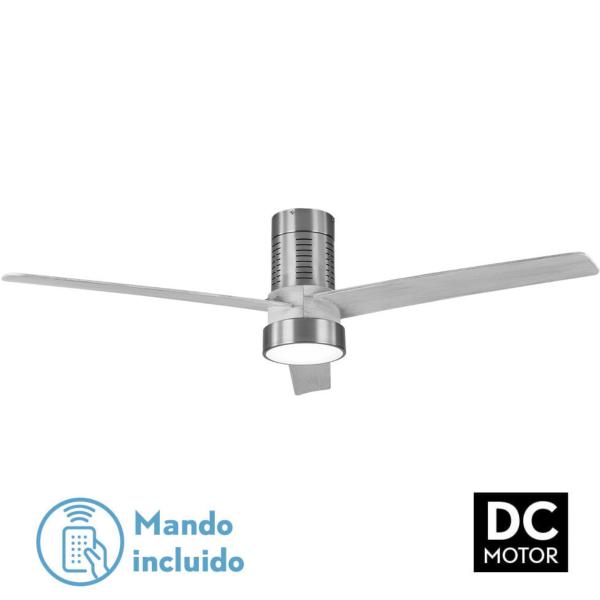 Ventilador TEO Níquel/Gris - Fabrilamp  Motor DC, luz LED Ø139cm