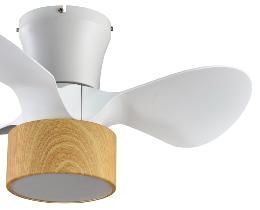 Ventilador MINI KOS Blanco / Madera Fabrilamp - Motor DC. 60cm.Ø