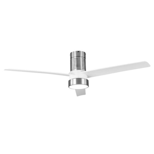 Ventilador TEO Níquel/Blanco - Fabrilamp  Motor DC, luz LED Ø139cm