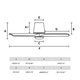 Ventilador HEY TUB S FARO Blanco - Luz LED 90cm.Ø