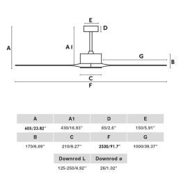 Ventilador KAUAI XXL Blanco FARO - sin luz Ø233cm