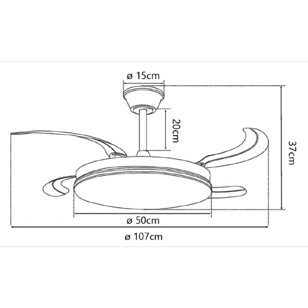 Ventilador NOVA Blanco - Motor DC. luz LED. Ø50-107CM.