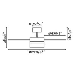 Ventilador de techo Panay FARO - Niquel 122cm. Ø