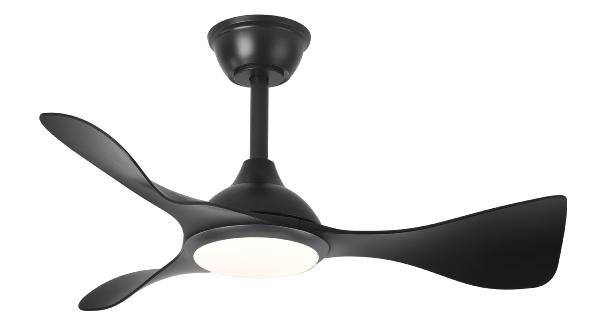 Ventilador Caiman Negro Fabrilamp - Motor DC. 89cm Ø. Luz LED