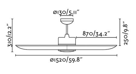 ventilador de techo Tonic faro - medidas