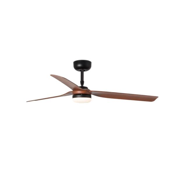 Ventilador PUNT FARO Negro / Madera con luz LED 130cm.Ø