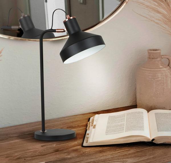 IRIAS SOBREMESA 1L NEGRO-COBRE - ILUMINACION i3 By SCHULLER