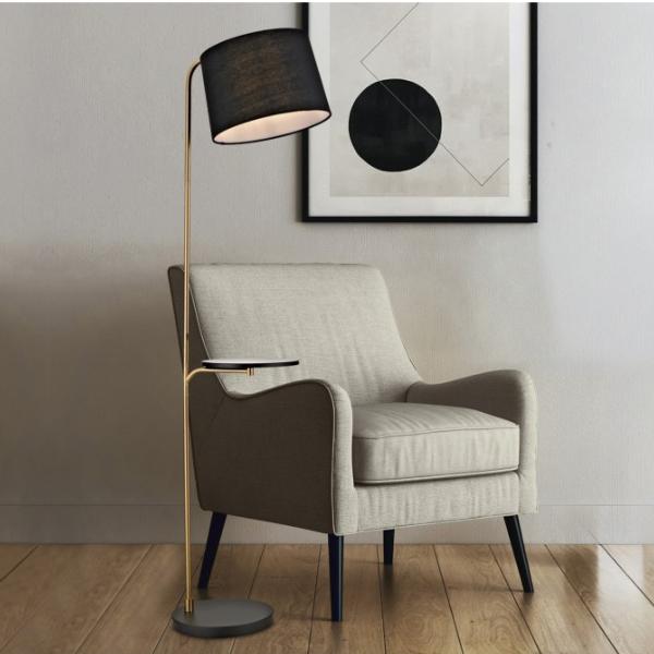 Pie salon TAU latón-negro 1 x 60w e-27 - ALEMAR