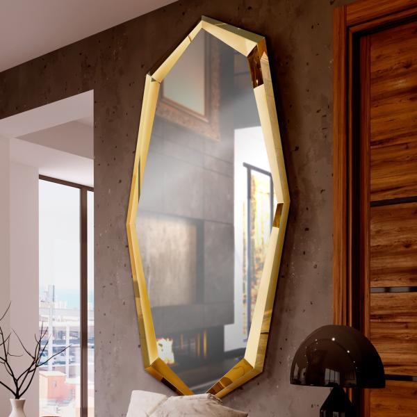 Espejo LONDON Oro marco poliedrico - Schuller - 180X90 cm