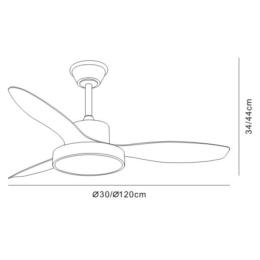 Ventilador Celeste XL Marron - Motor DC. Luz LED. 120cmØ.