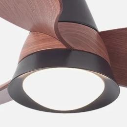 Ventilador Jaguar Negro Roble Fabrilamp - Motor DC. 96cm Ø. Luz LED