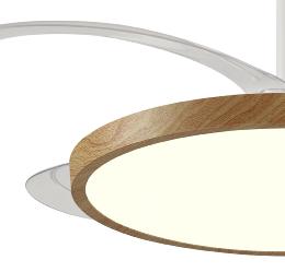 Ventilador Retractil Melody-L Blanco/Madera PB - Motor DC. 48-108cmØ.