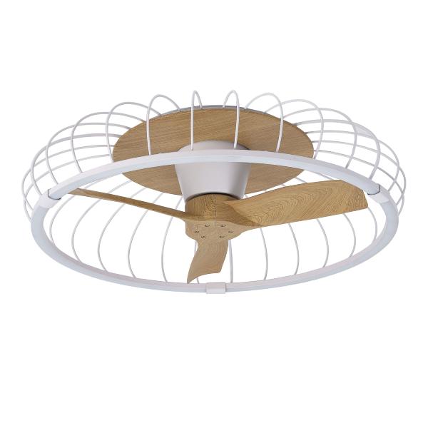 Ventilador NATURE Blanco/Haya - Mantra. Luz LED Ø79cm