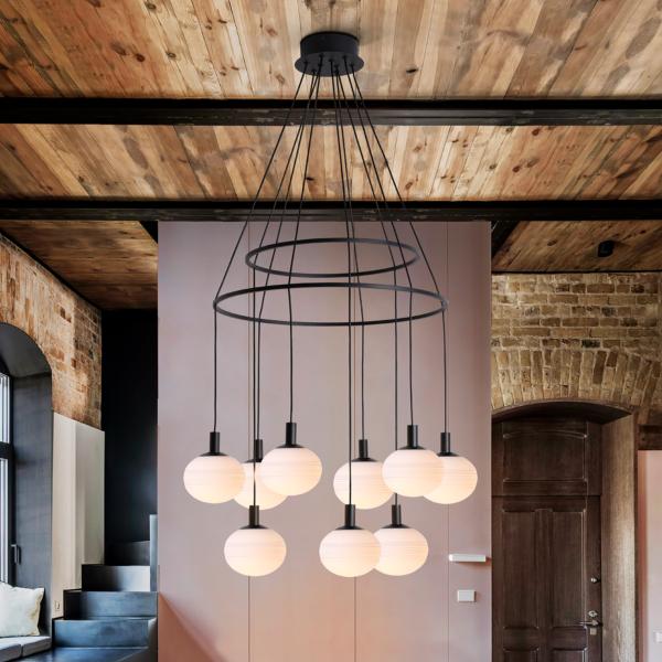 Lampara Global Schuller - acabado Negro 9 luces