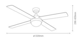 Ventilador CROSS Blanco - Sulion. Luz LED. Ø122cm.