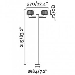 Farola de exterior 2 L. 212 cm. Serie Muffin F2-04 FARO.