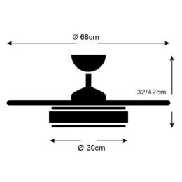 Ventilador Retractil Melody-XS Blanco con base P&B - Motor DC. 30-68cmØ.
