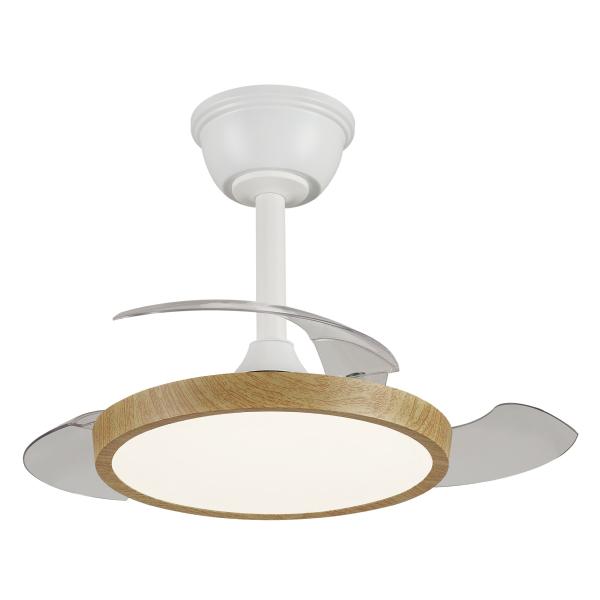 Ventilador Retractil Melody-XS Blanco madera P&B - Motor DC. 30-68cmØ.