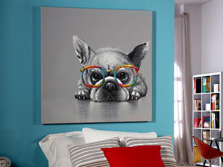 Cuadro Otto Schuller - Pintura perro con gafas