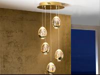 Lampara Rocio Schuller - 5 Colgantes oro - LED