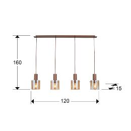 VENIZE LAMPARA 4L COBRE-AMBAR - ILUMINACION i3 By SCHULLER