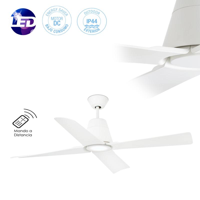 Ventilador Typhoon FARO blanco IP44 130cm Ø + Kit de luz