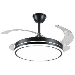 Ventilador retractil Ambra-L P&B Negro - Motor DC. luz LED. 50-108cmØ.