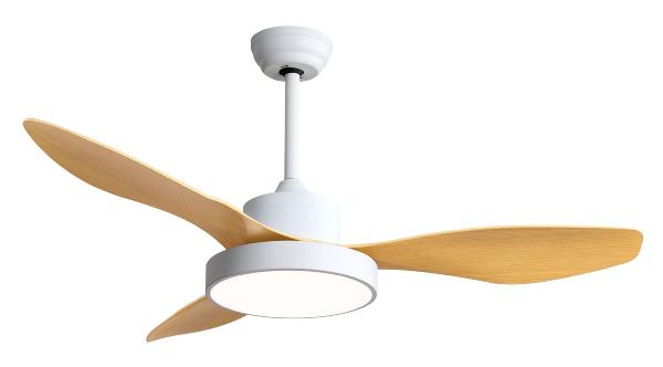 Ventilador HAYATE Blanco / Haya Fabrilamp  Motor DC, luz LED Ø120cm