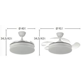 Ventilador Tridente Mini Niquel - Fabrilamp. Motor DC Ø91cm