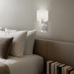 Aplique HERA niquel satinado pantalla blanca  - ALEMAR