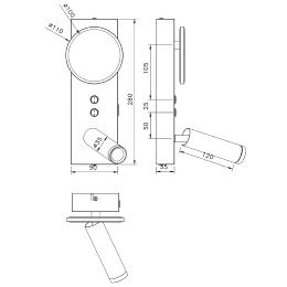 Aplique led ARBAS negro-mader led 11w 740lm 3000k - ALEMAR