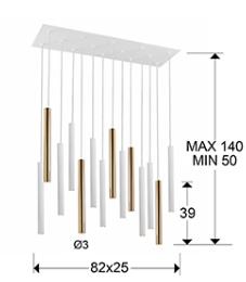 Lampara Varas Schuller - Blanco y oro 14 luces LED