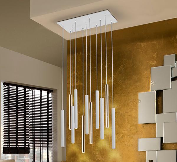 Lampara Varas Schuller -  Blanco y oro 11 luces LED