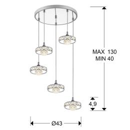 Lampara SURIA 5 luces - Schuller - Luz LED